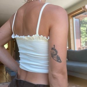 ZARA White Frilly Crop Top